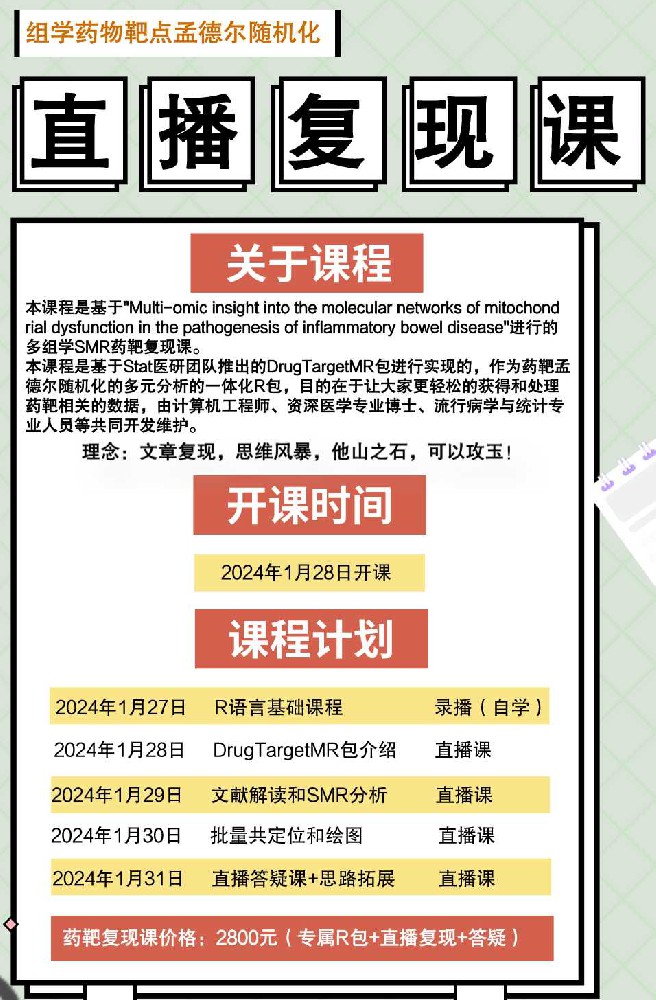 Drugtarget组学药靶复现(多组学SMR研究直播复现课)秦吕XZ87